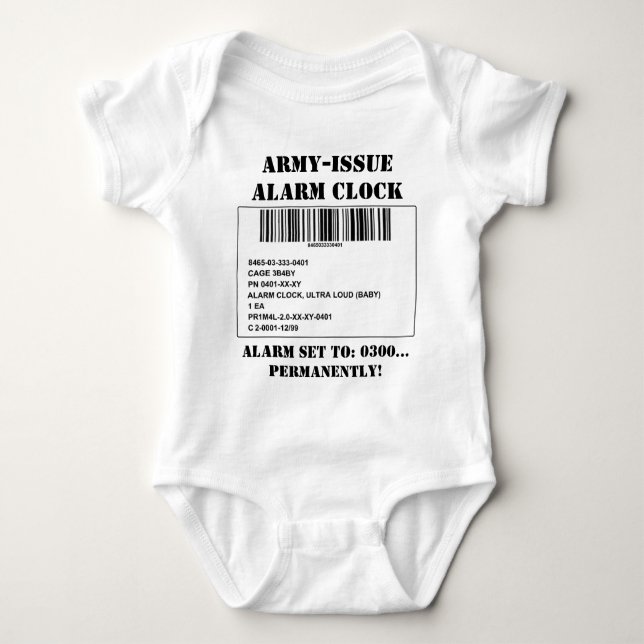 Army Issue Alarm Clock--- Baby Bodysuit (Front)