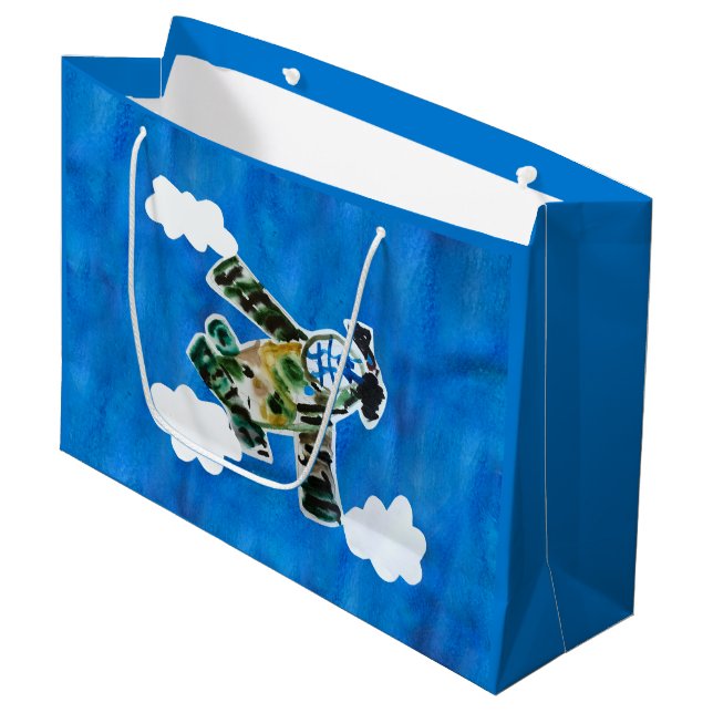 Army Jet "Art by Kids" Large Gift Bag (Front Angled)