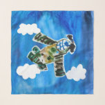 Army Jet "Art by Kids" Scarf<br><div class="desc">Army Jet "Art by Kids" Military Plane sky cloud painting by 5 year old boy</div>