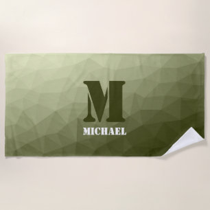 Army light green geometric mesh pattern Monogram Beach Towel