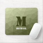 Army light green geometric mesh pattern Monogram Mouse Pad<br><div class="desc">Monogram Personalize with your custom initial and name. Army green gradient geometric mesh pattern triangles ombre. 
Triangle geometric mesh with light dark gray green ombre gradient. 
military,  army,  pattern,  ombre,  mesh,  triangles,  geometry,  geometric,  gradient,  cool,  triangle,  green</div>