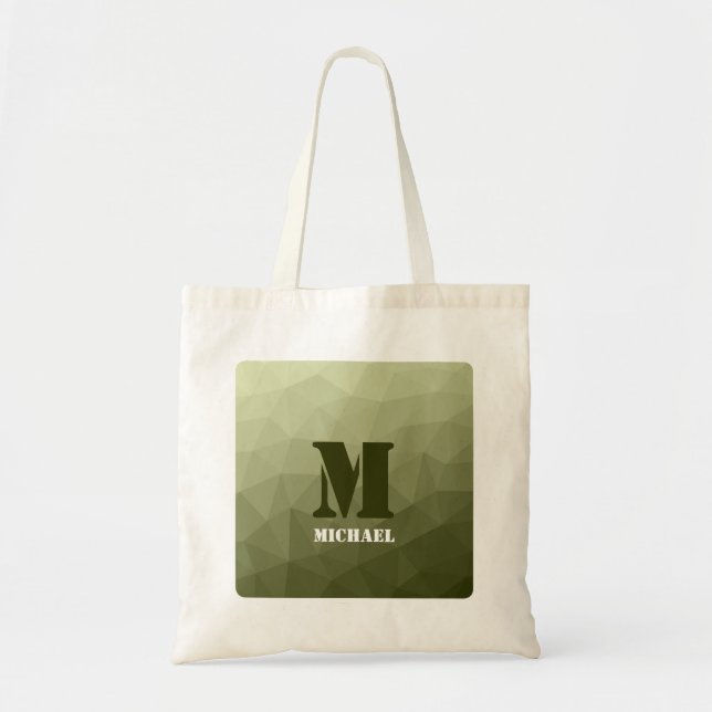 Army light green geometric mesh pattern Monogram Tote Bag (Front)