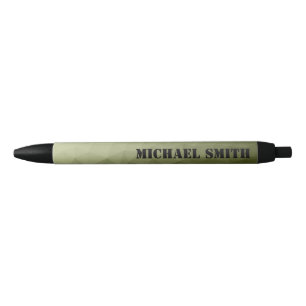 Army light green geometric mesh pattern Your name Black Ink Pen