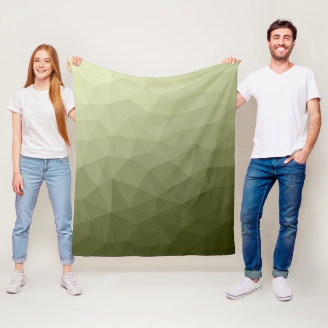 Army light green gradient geometric mesh pattern fleece blanket (In Situ)