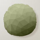 Army light green gradient geometric mesh pattern round cushion<br><div class="desc">Army green gradient geometric mesh pattern triangles ombre. 
Triangle geometric mesh with light dark grey green ombre gradient. 
military,  army,  pattern,  ombre,  mesh,  triangles,  geometry,  geometric,  gradient,  cool,  triangle,  green</div>