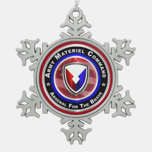 Army Materiel Command Keepsake Christmas Snowflake Pewter Christmas Ornament
