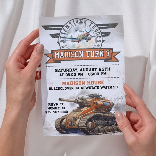 Army Military Birthday Party Invitation (Army Party Future Military Editable Birthday party Invitation)