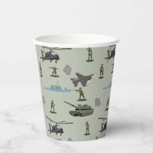 Army Military Camouflage Green Camo Birthday Paper Cups