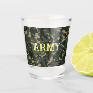 Army military camouflage green shot glass