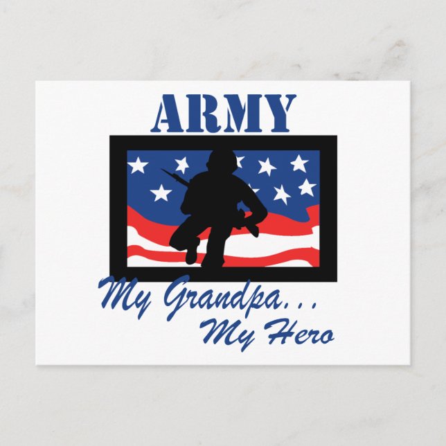 Army My Grandpa My Hero Postcard (Front)