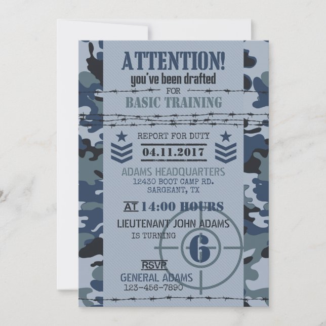 Army Navy Camouflage Military Birthday Invitation (Front)