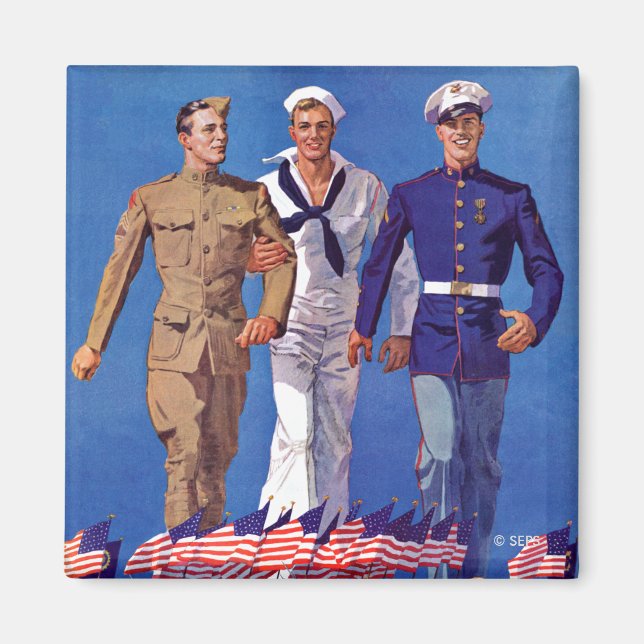 Army, Navy & Marines Magnet (Front)