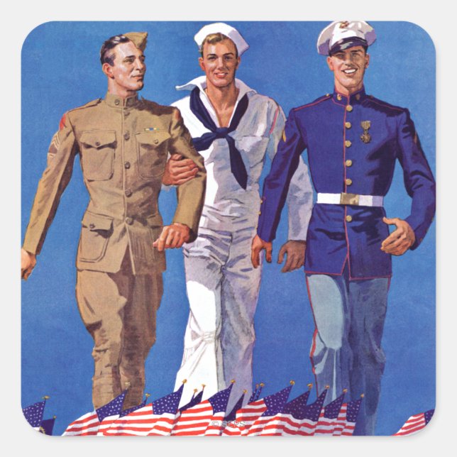 Army, Navy & Marines Square Sticker (Front)