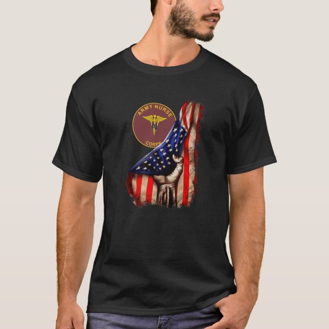 Army Nurse Corps American Flag T-Shirt (Front)