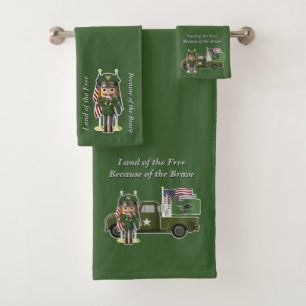 Army Nutcracker with Little Military Truck Bath Towel Set