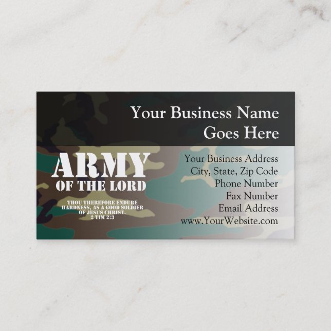 Army of the Lord, Bible Scripture Camo Business Card (Front)
