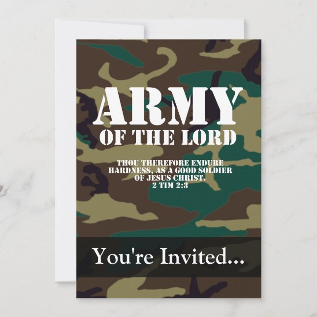 Army of the Lord, Bible Scripture Camo Invitation (Front)