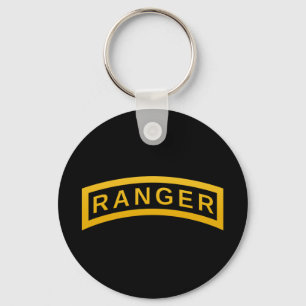Army RANGER Military Symbol Text Design on black Key Ring