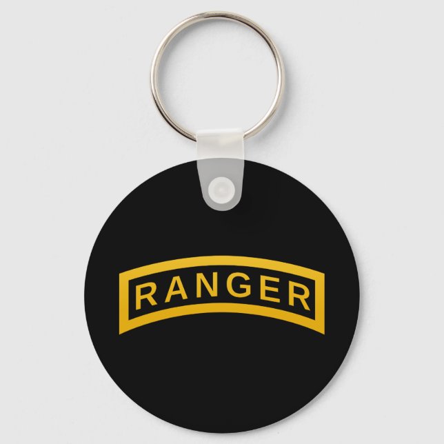 Army RANGER Military Symbol Text Design on black Key Ring (Front)