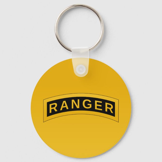Army RANGER Military Symbol Text Design on yellow Key Ring (Front)