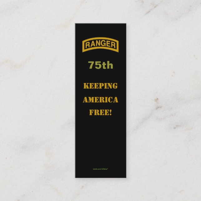 Army rangers 75th flash veteran patch bookmarker mini business card (Front)