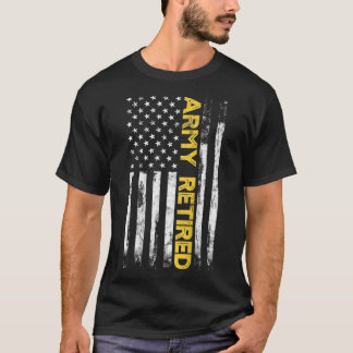 Army Retired Military U.S. Army Thin Gold Line Ame T-Shirt