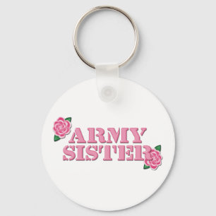 Army Sister Pink Roses Key Ring