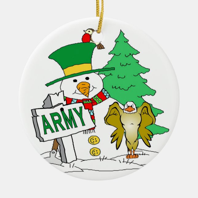 Army Snowman Christmas Ceramic Tree Decoration (Front)