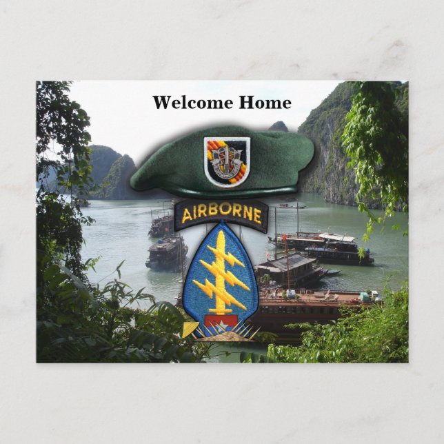 Army special forces green berets vietnam nam war postcard (Front)