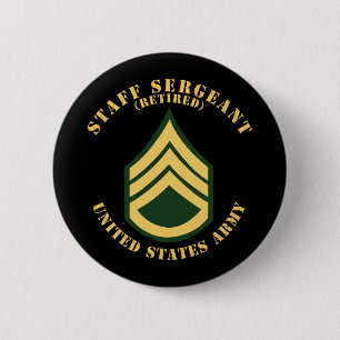 Army - Staff Sergeant - SSG - Retired - Flat 6 Cm Round Badge