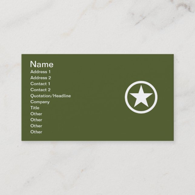 Army Star Business Card (Front)