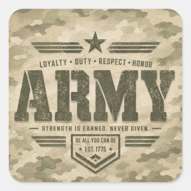 ARMY STRONG SQUARE STICKER (Front)