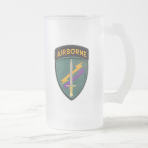 Army USACAPOC(A)  Psychological Operations Command Frosted Glass Beer Mug