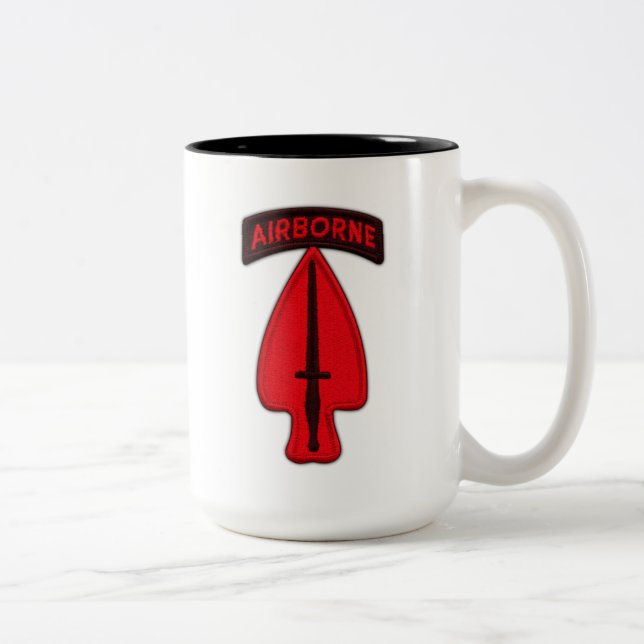 Army USASOC Special Ops SOC Patch veterans Two-Tone Coffee Mug (Right)