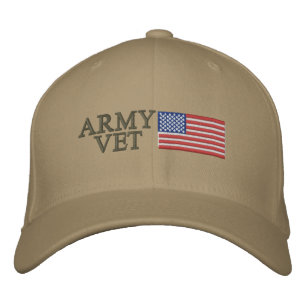 Army Vet with American Flag Embroidered Hat