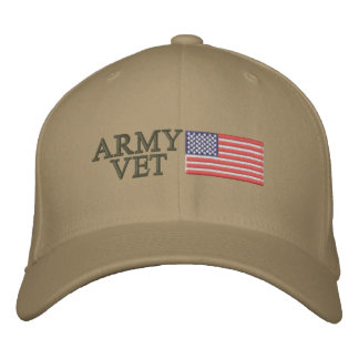 Army Vet with American Flag Embroidered Hat