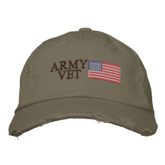 Army Vet with American Flag Patriotic Military Embroidered Hat