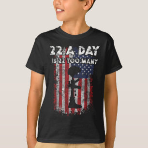 Army Veteran Suicide Awareness 22 A Day Is 22 Too  T-Shirt