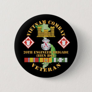 Army - Vietnam Combat Veteran w 20th Engineer Bri 6 Cm Round Badge