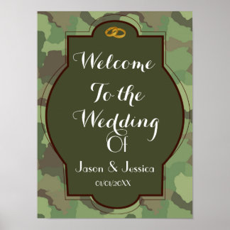 Army wedding themed wedding welcome poster print