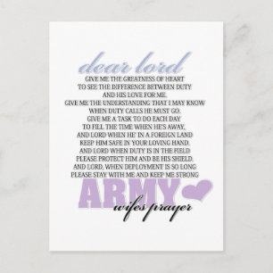 Army Wife's Prayer Postcard