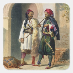 Arnaout and Osmanli Soldiers in Alexandria, illust Square Sticker