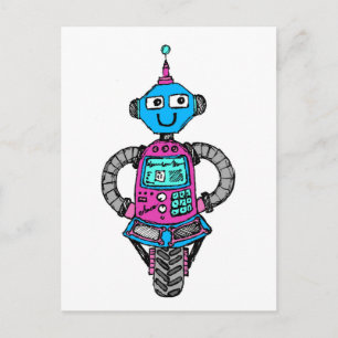 Arnie Robot: Pink and blue Postcard