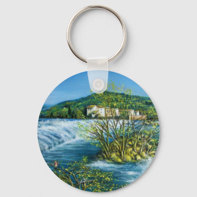 ARNO RIVER AT ROVEZZANO Florence Tuscany Landscape Key Ring (Front)