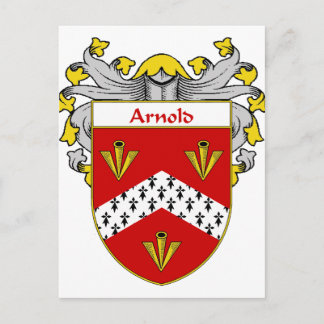 Arnold Coat of Arms/Family Crest (Mantled) Postcard