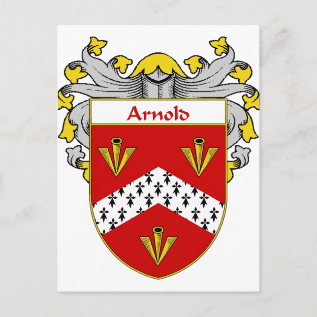 Arnold Coat of Arms/Family Crest (Mantled) Postcard (Front)