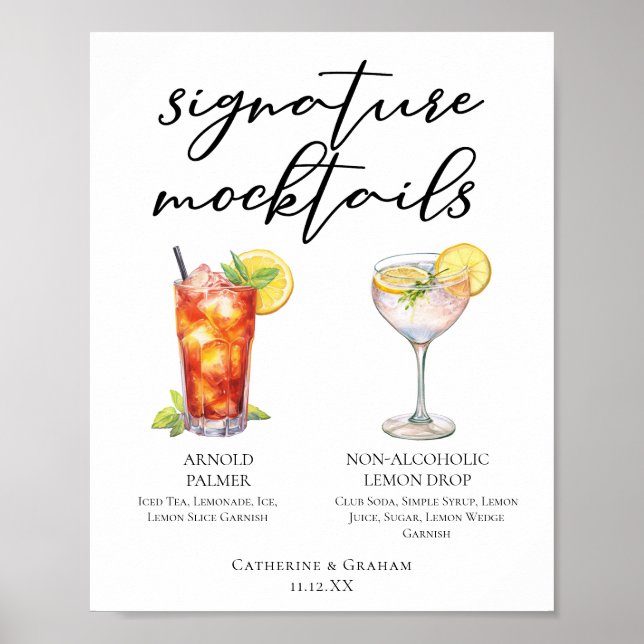 Arnold Palmer Lemon Drop Tropical Wedding Mocktail Poster (Front)