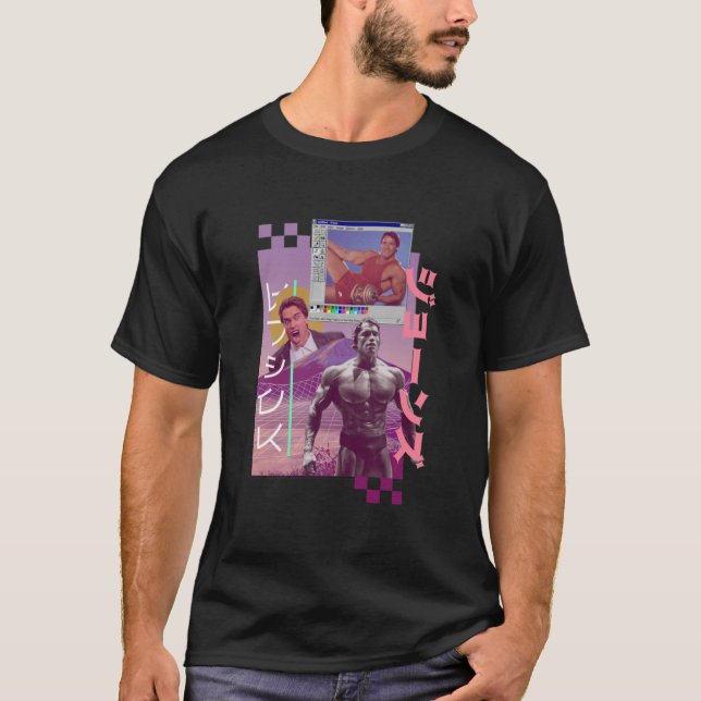 Arnold Schwarzenegger 80s Vaporware Meme Aesthetic T-Shirt (Front)