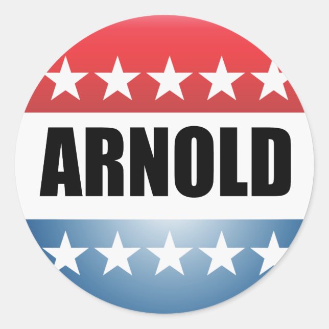 ARNOLD SCHWARZENEGGER CLASSIC ROUND STICKER (Front)