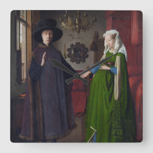 Arnolfini Portrait - Jan van Eyck Square Wall Clock